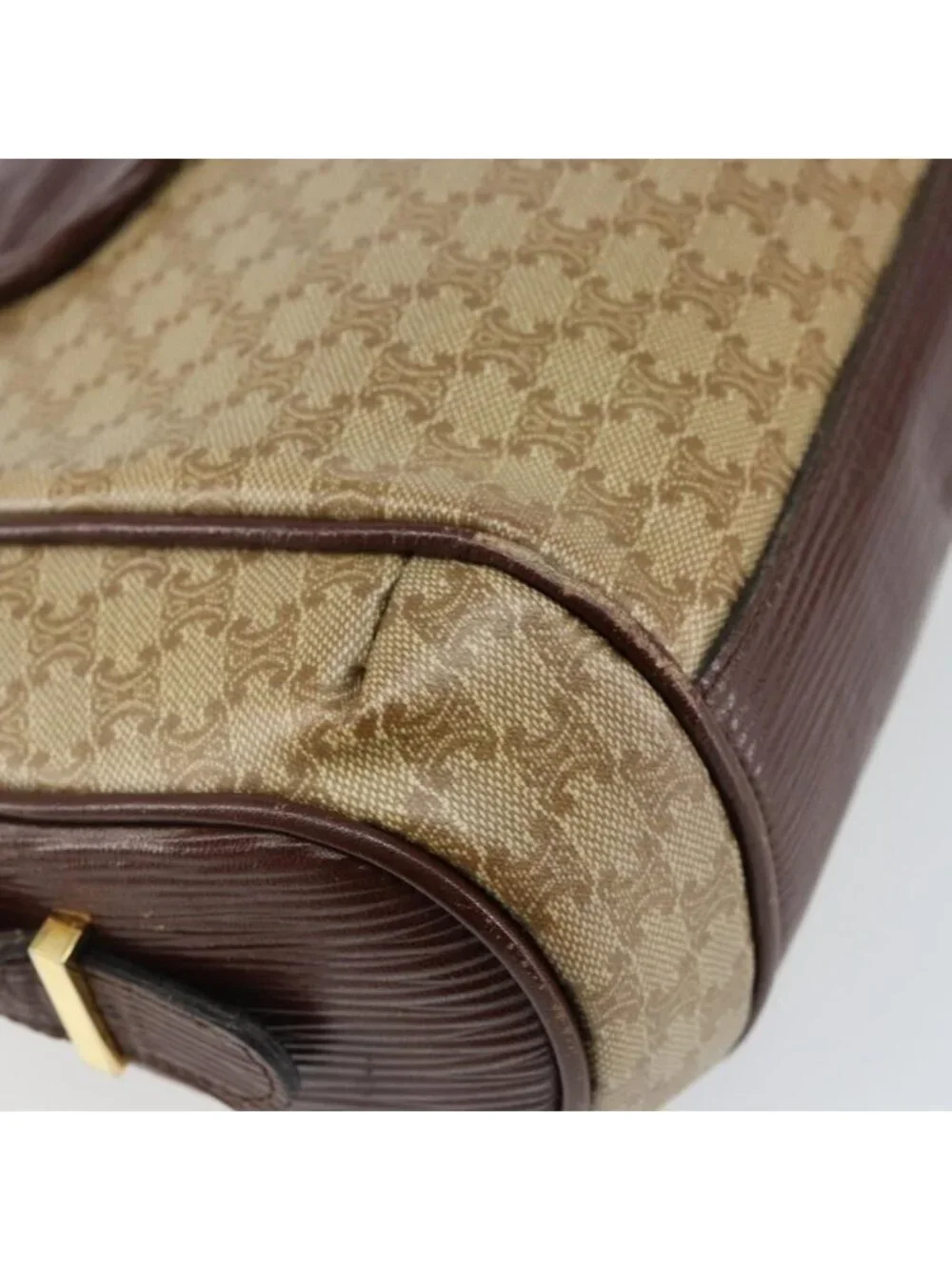 Authentic CELINE Macadam Canvas Shoulder Bag PVC Beige Gold - Picture 8 of 16